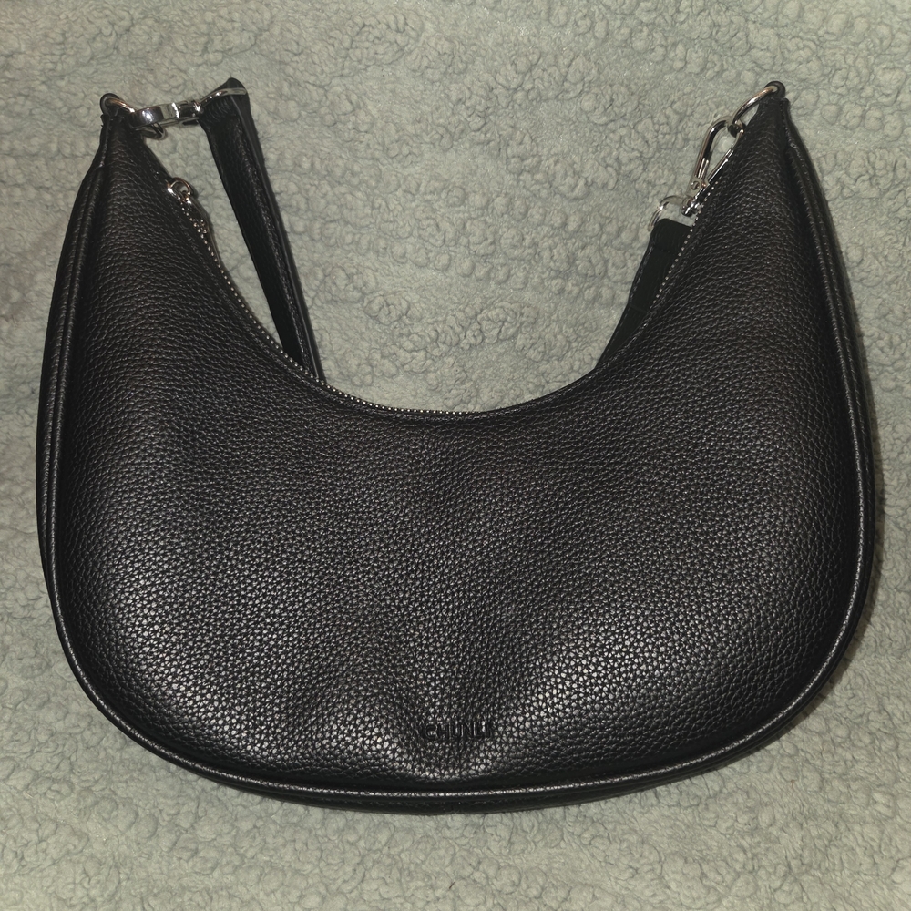 Source Unknown Black Textured Hobo Bag